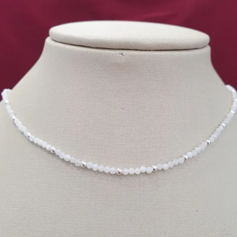 Colar Pedras Branca 35cm (+5)