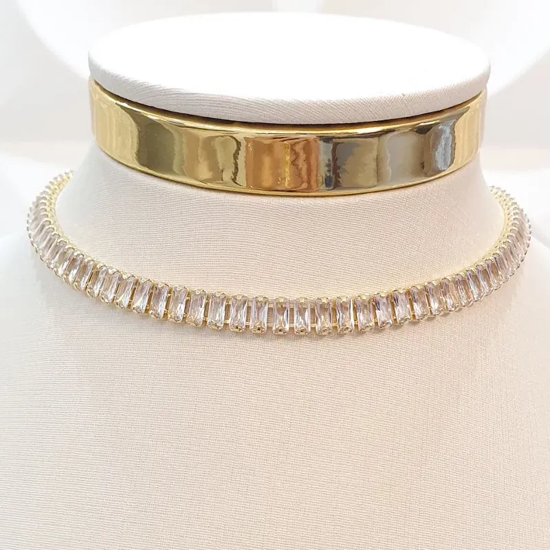 Colar Riviera Baguete G (choker)