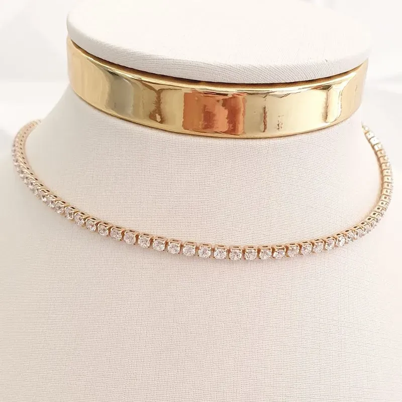 Colar Riviera Cristal 32cm (+10)