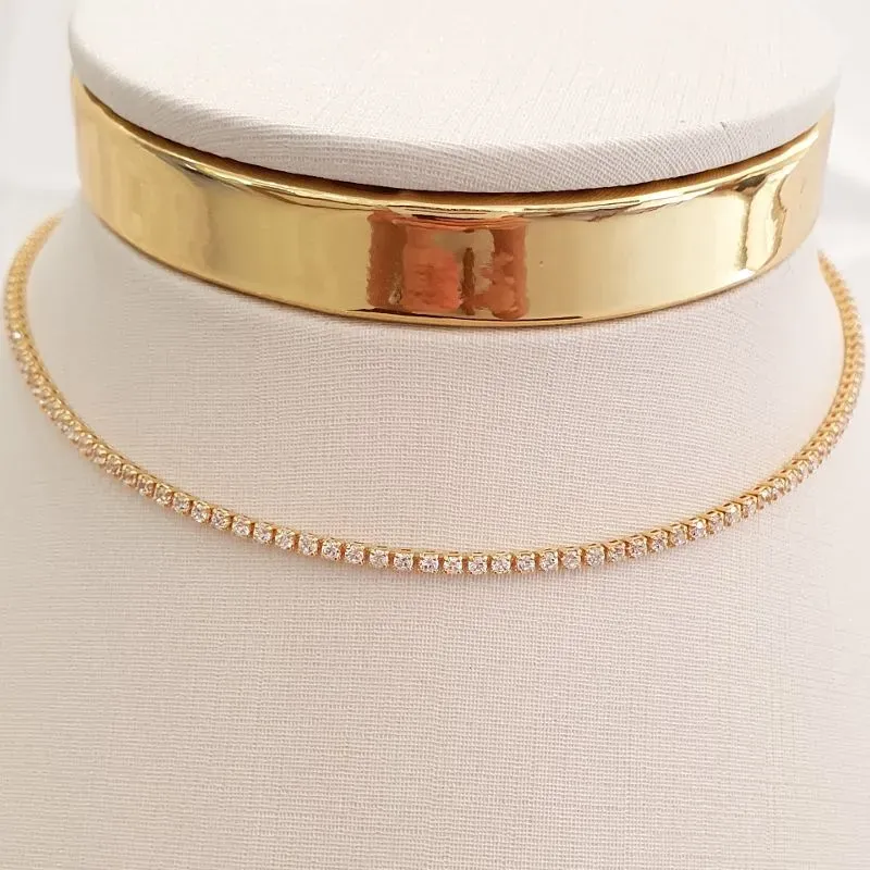 Colar Riviera Cristal Fina 30cm (+10)