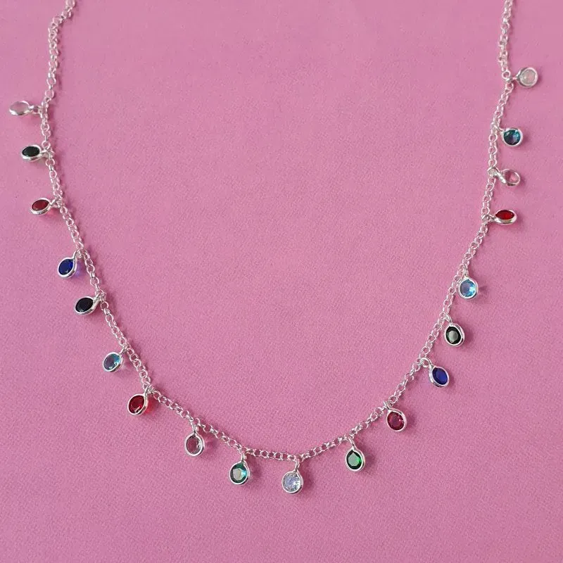 Colar Zircônias Coloridas (choker)