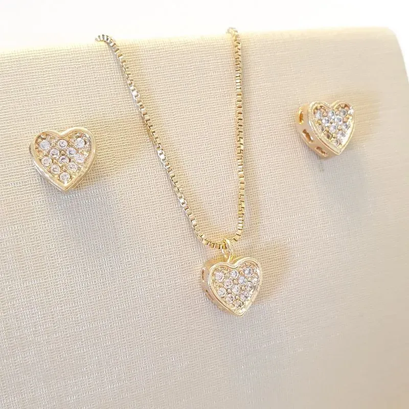 Conjunto Coração Cravejado Inteiro