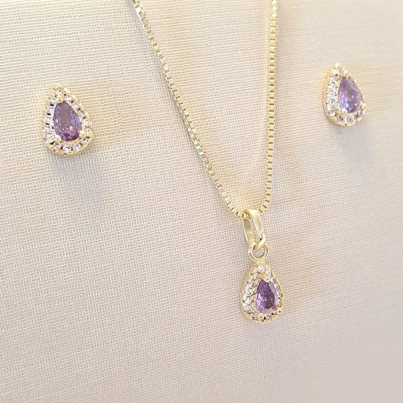 Conjunto Gota Ametista (Roxa)