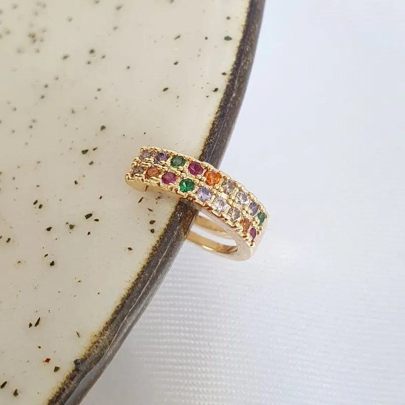 Piercing Fake Duplo Cravejado Colorido