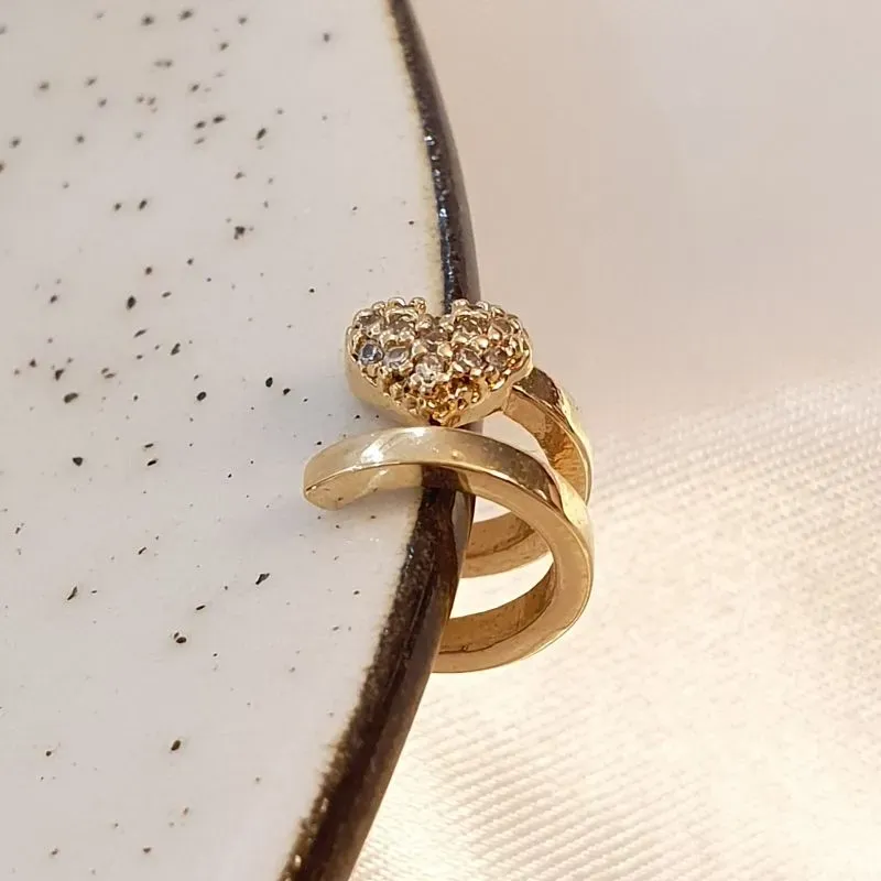 Piercing Fake Duplo Fio Coração Cravejado