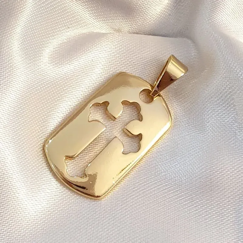 Pingente Medalha Cruz Vazada