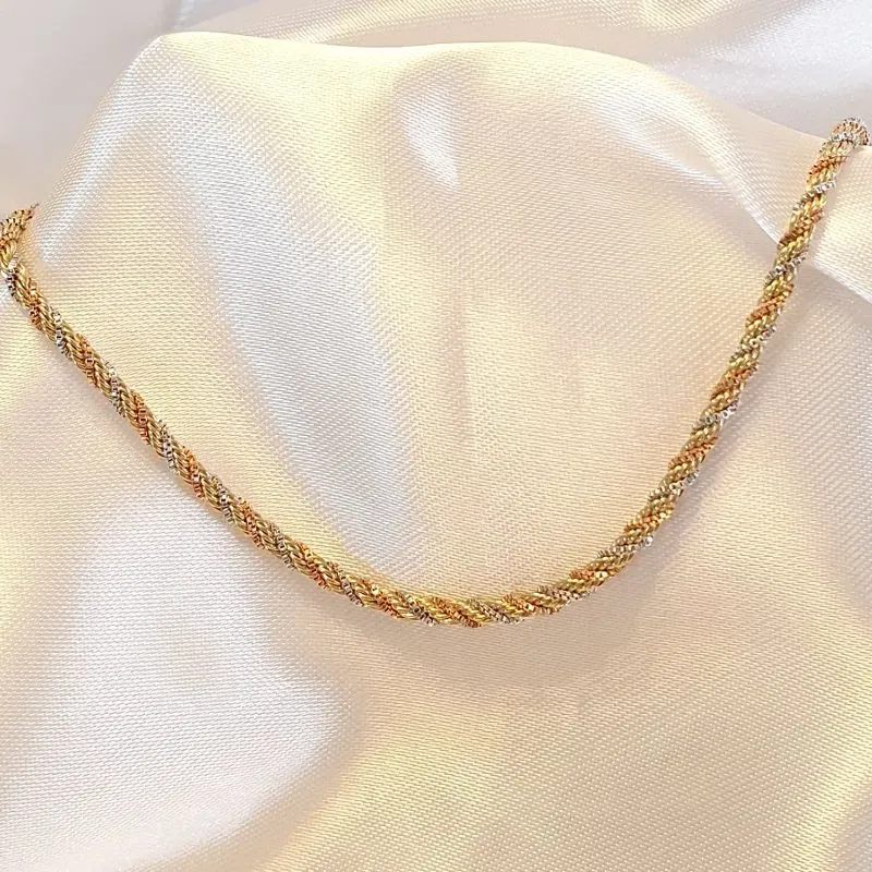 Pulseira Cordão Baiano 3 ouros