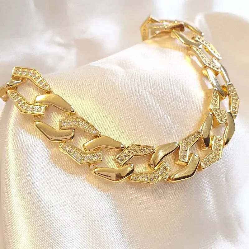 Pulseira Elos Grossos Lisos e Cravejados