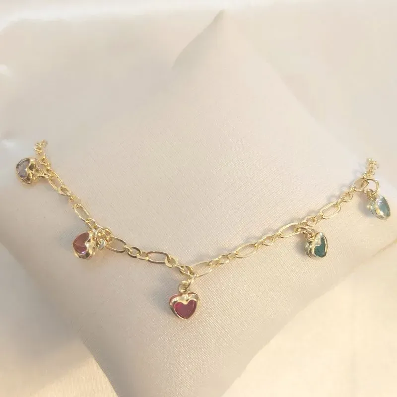 Pulseira Infantil Corações Coloridos