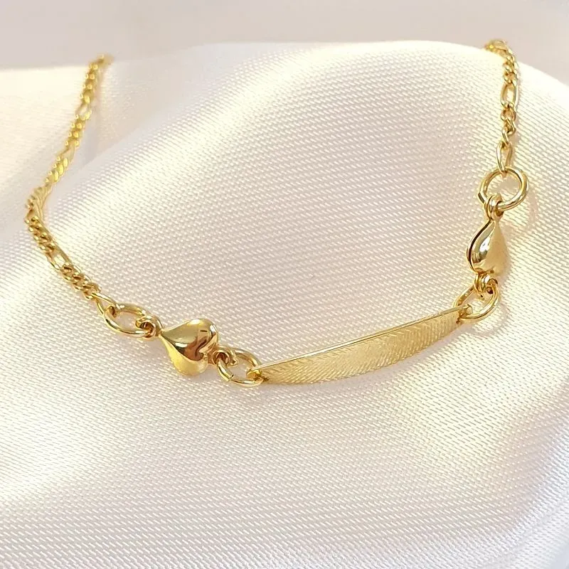 Pulseira Infantil Corações Placa