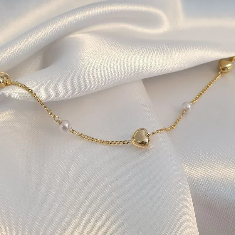 Pulseira Pérolas e Corações