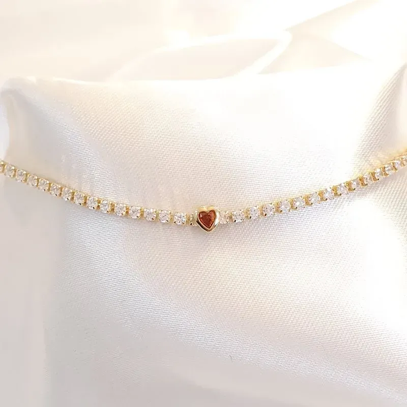 Pulseira Riviera Coração Rubi