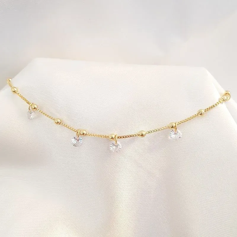 Tornozeleira 7 Zircônias e Bolinhas