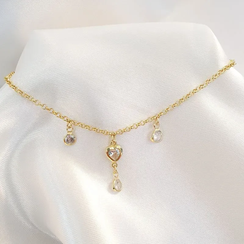 Tornozeleira Corações Zircônias