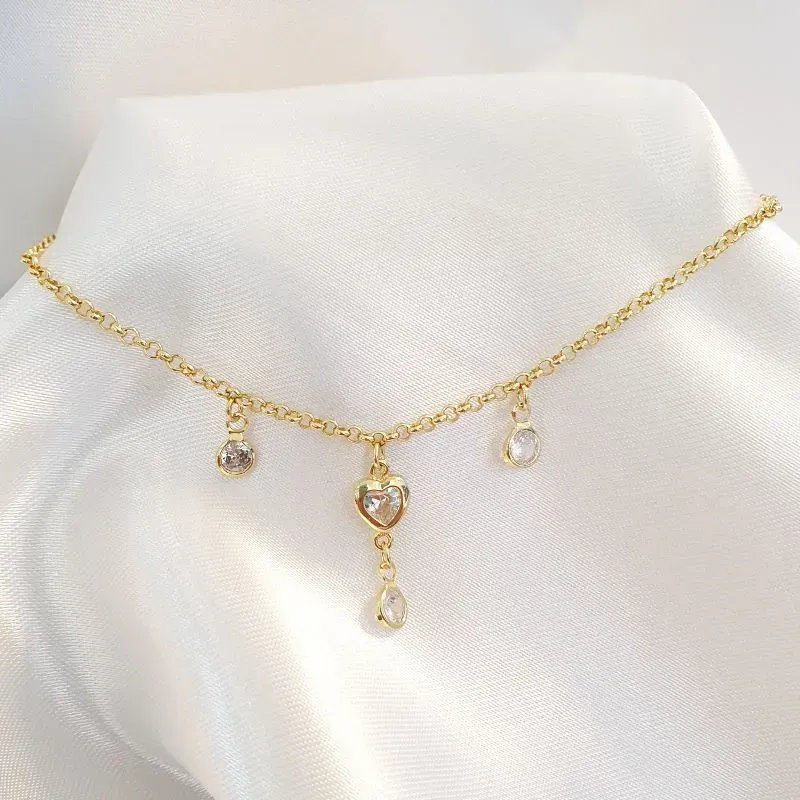 Tornozeleira Corações Zircônias