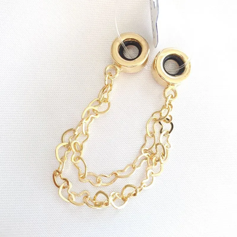 Trava Berloque Dupla Elos Corações