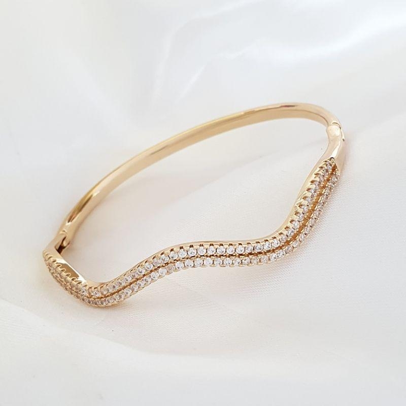 Bracelete 2 Fios Ondulado Cravejado