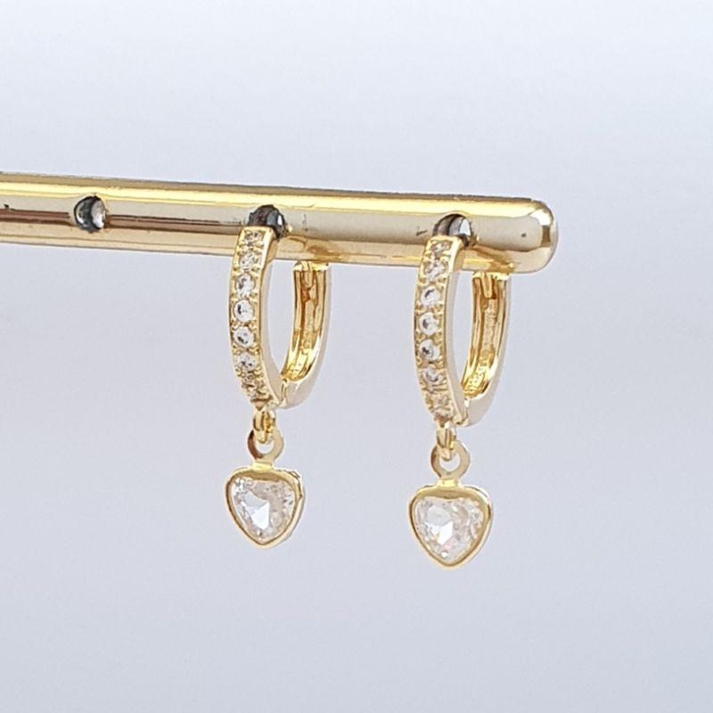 Brinco Argolinha Cravejada Coração de Luz