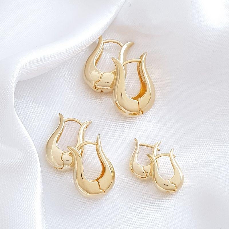 Brinco Trio Argolinha Gota U (Grande)