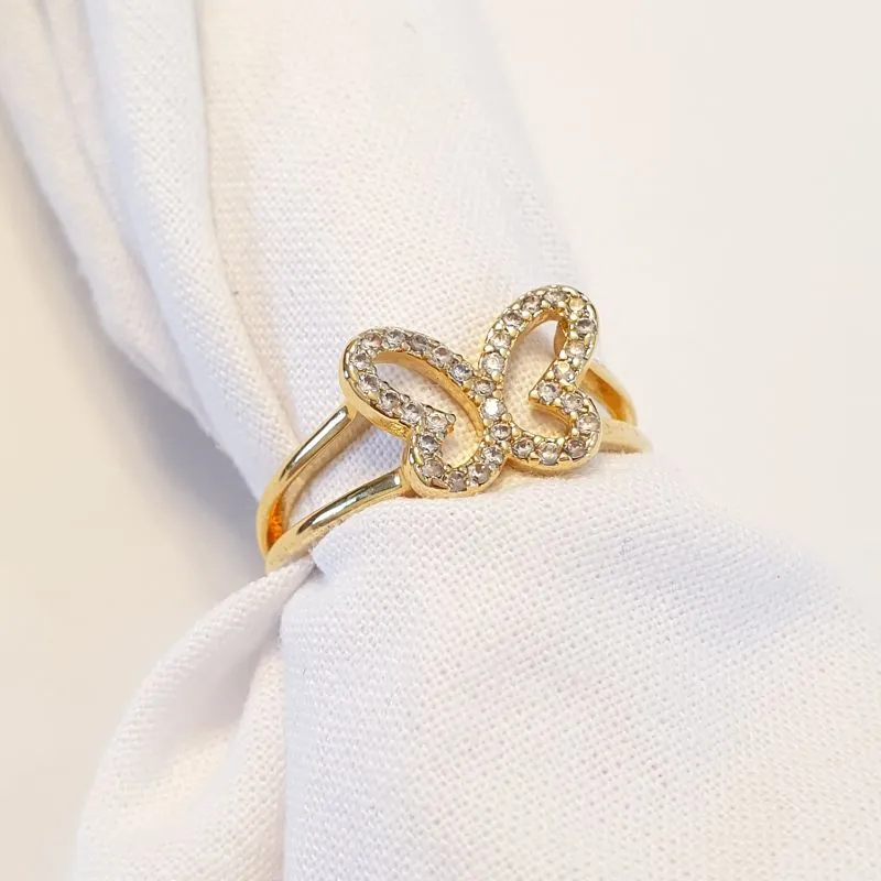 Anel Borboleta Cravejada Vazada (n18)