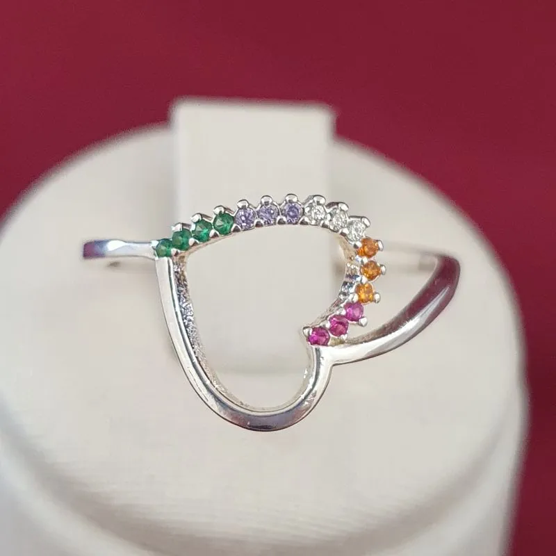 Anel Coração Colorido Vazado (n19)