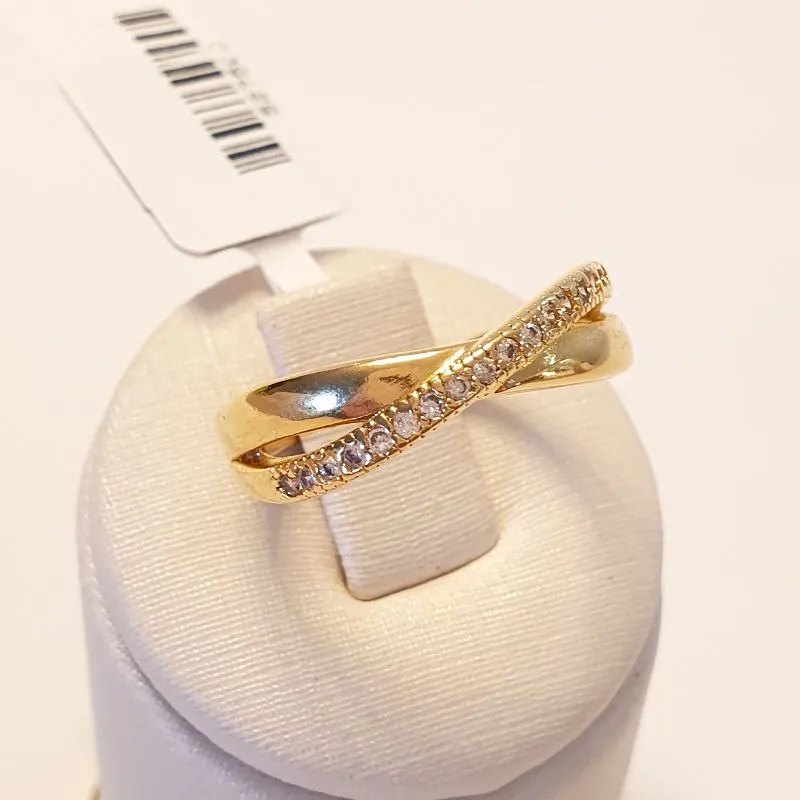 Anel em X Linha Cravejada (n20)