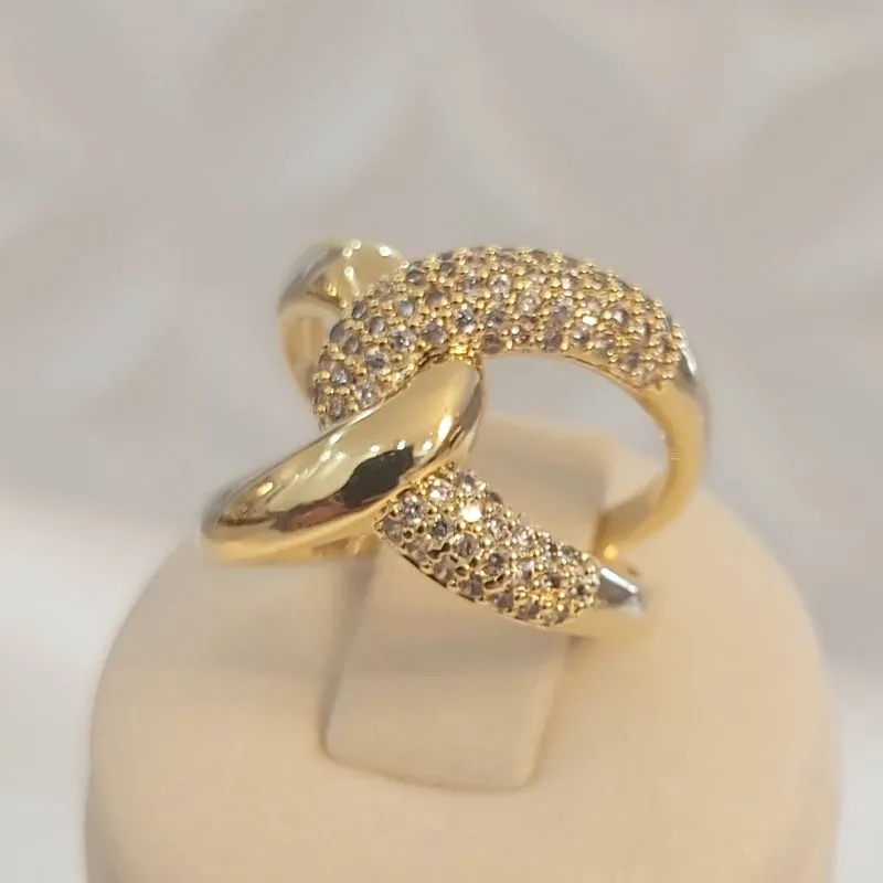 Anel em X Liso e Cravejado (n14)