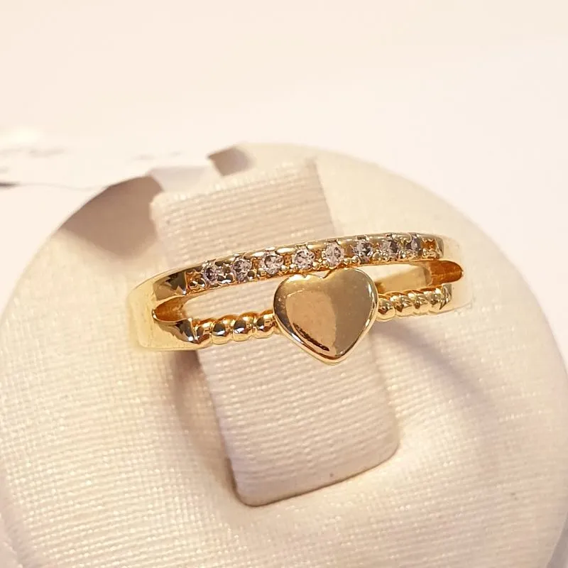 Anel Falange Coração Cravejado Acima (n7)