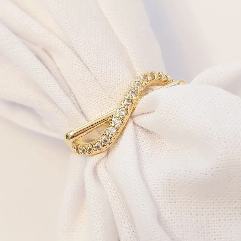 Anel Quadrado Fake Fio Cravejado (n14)