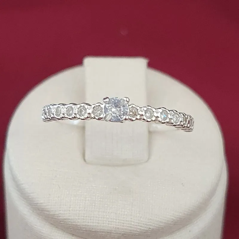 Anel Solitário Cravejado P (n18)