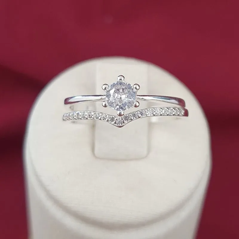 Anel Solitário e V cravejado (n18)