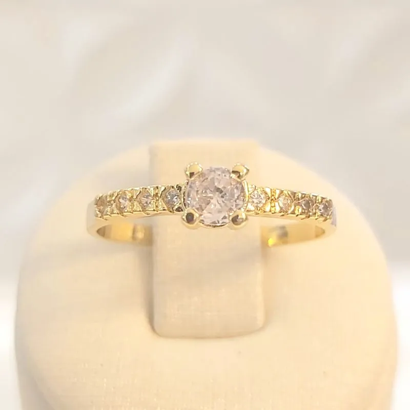 Anel Solitário Zirc 4mm Cravejado Grosso (n16)