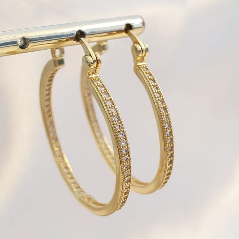 Brinco Argola Grande Inteira Cravejada