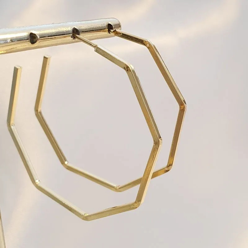 Brinco Argola Octagonal 3,5cm