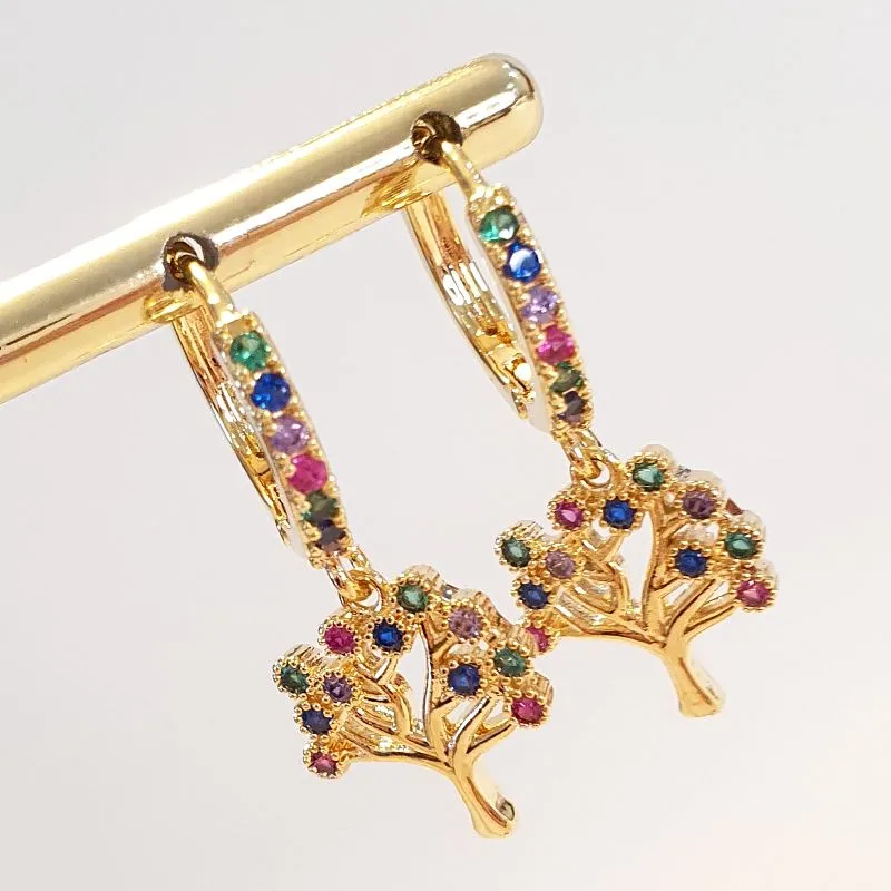 Brinco Argolinha Árvore Colorida