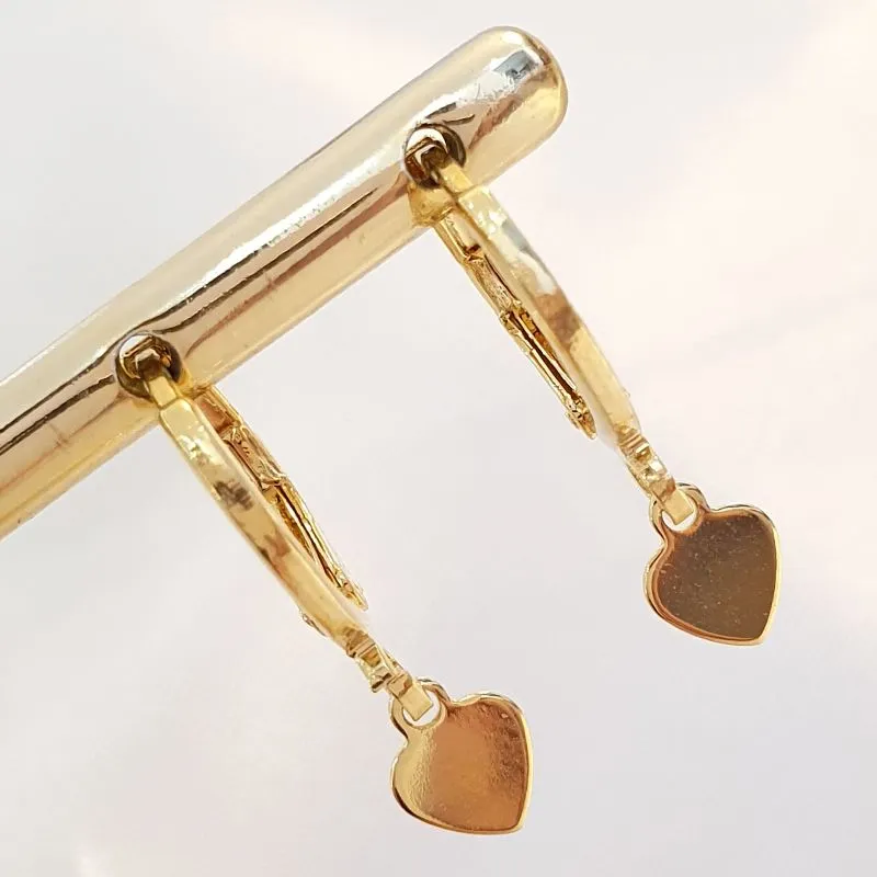 Brinco Argolinha Coração Chapinha