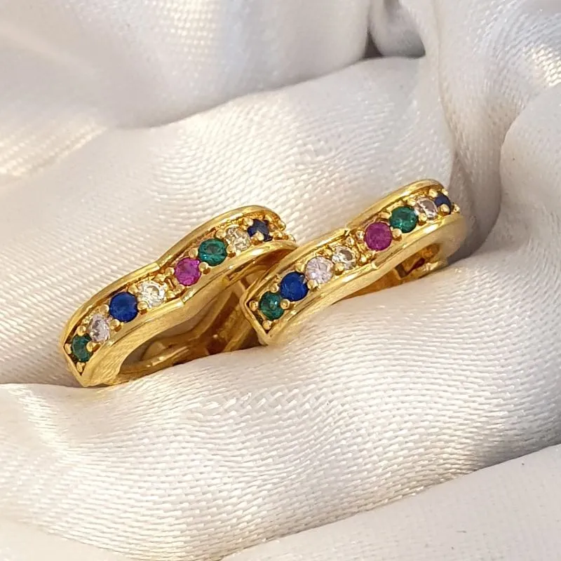 Brinco Argolinha Coração Colorido