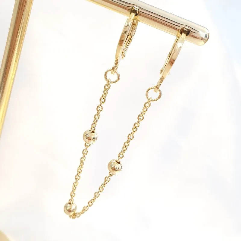 Brinco Argolinha Dupla Corrente Bolinhas