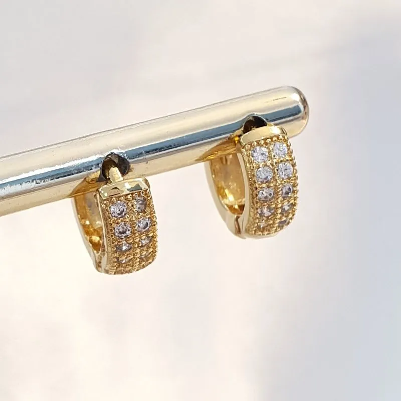 Brinco Argolinha Duplo Cravejado P