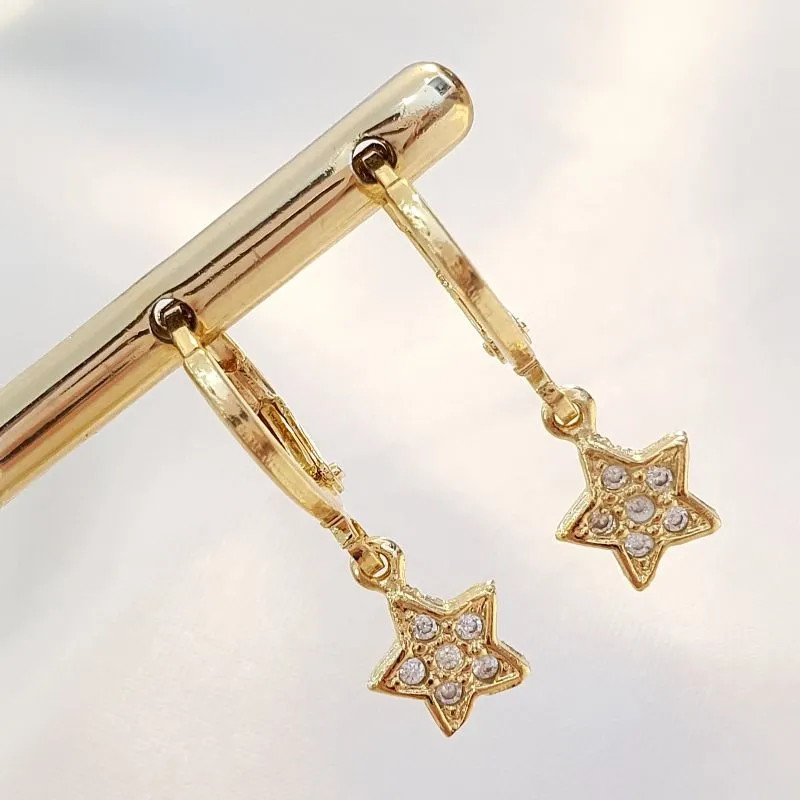 Brinco Argolinha Estrela Cravejada