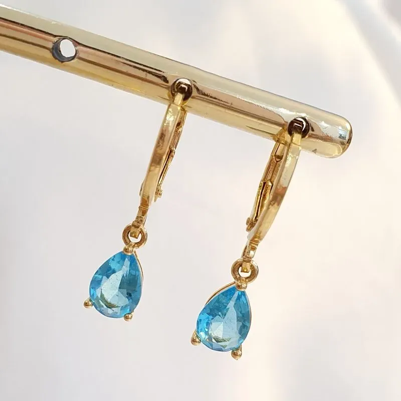 Brinco Argolinha Gota Azul Claro