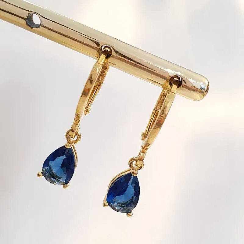 Brinco Argolinha Gota Azul Marinho