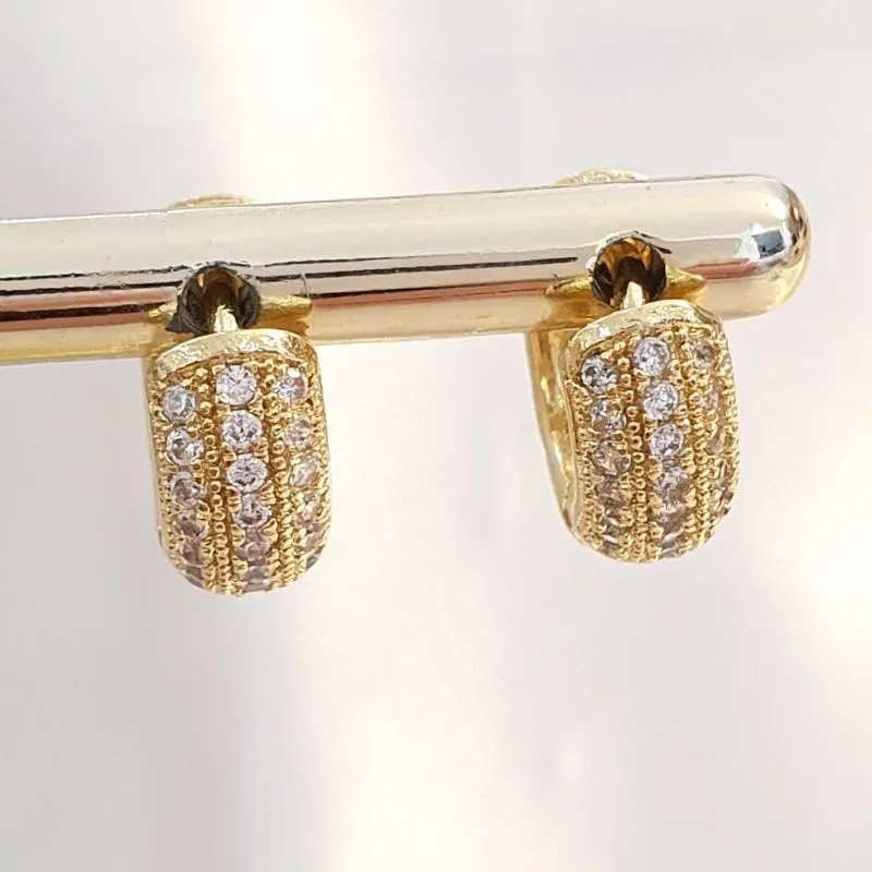 Brinco Argolinha Grossa 3 Linhas Cravejadas P