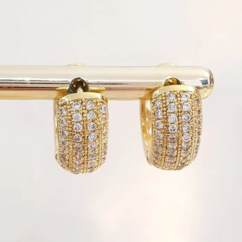 Brinco Argolinha Grossa 4 Linhas Cravejadas M