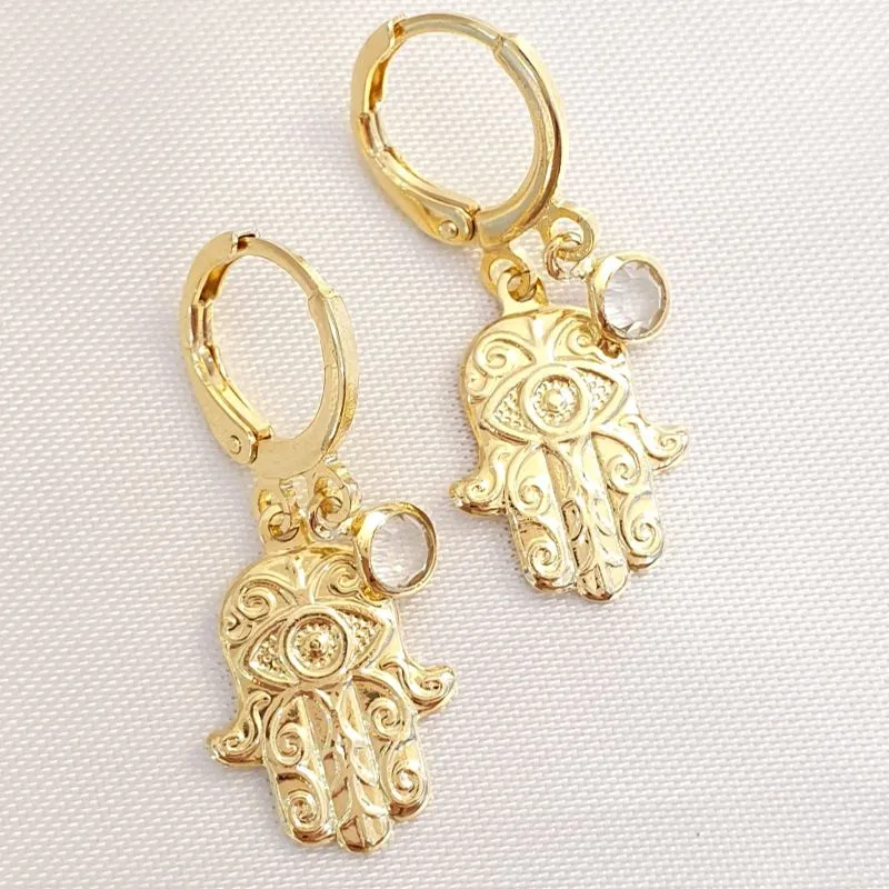 Brinco Argolinha Hamsá (Mão de Fátima) e Ponto Luz