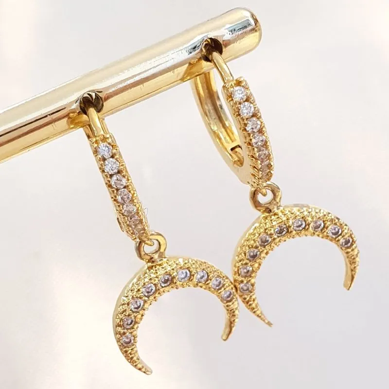 Brinco Argolinha Lua Cravejada