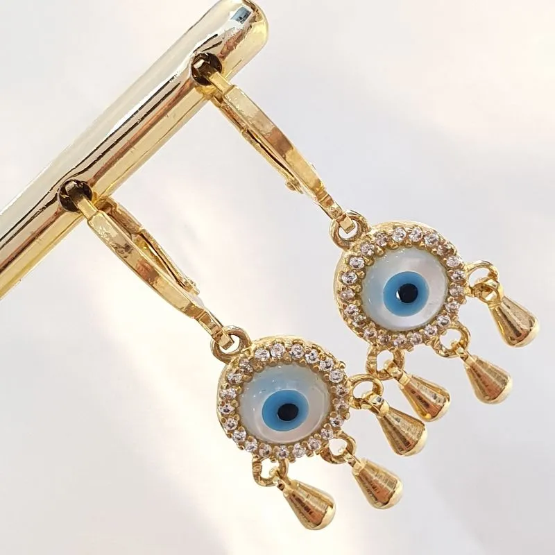 Brinco Argolinha Olho Grego Cravejado