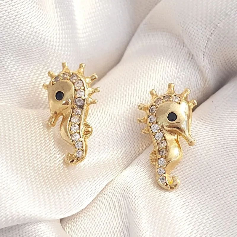 Brinco Cavalo Marinho Cravejado