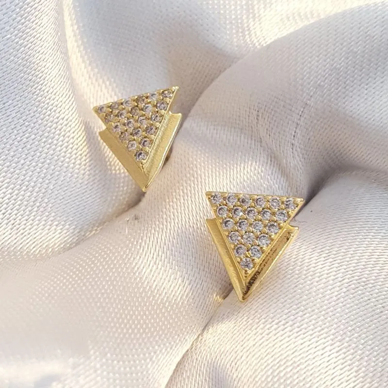 Brinco Triângulos Liso e Cravejado