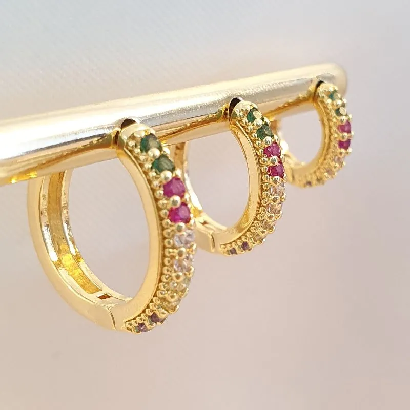 Brinco Trio Argolinha Colorida